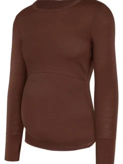 Merino Umstands-Langarm-Shirt Cambria in Braun