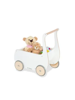 Mette Puppenwagen - Lauflernhilfe mit Bremssystem & gummierten Rädern in Weiß