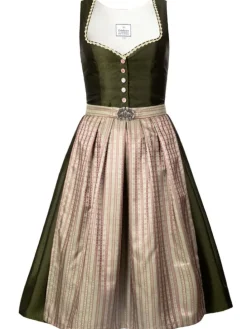 Midi Dirndl Adele in grün, rosé