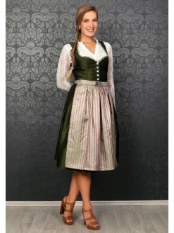 Midi Dirndl Adele in grün, rosé