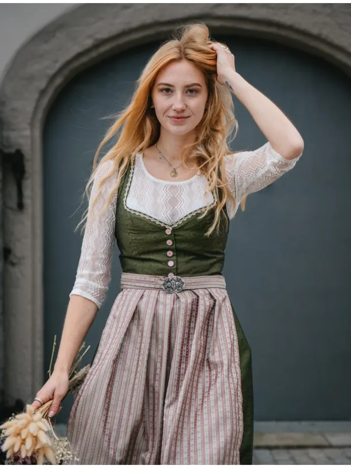 Midi Dirndl Adele in grün, rosé