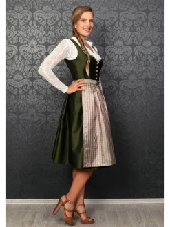 Midi Dirndl Adele in grün, rosé