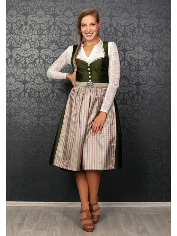 Midi Dirndl Adele in grün, rosé