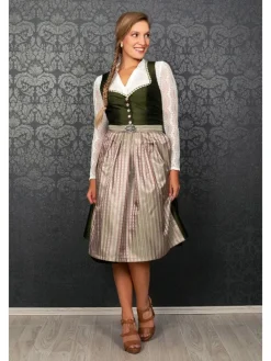 Midi Dirndl Adele in grün, rosé