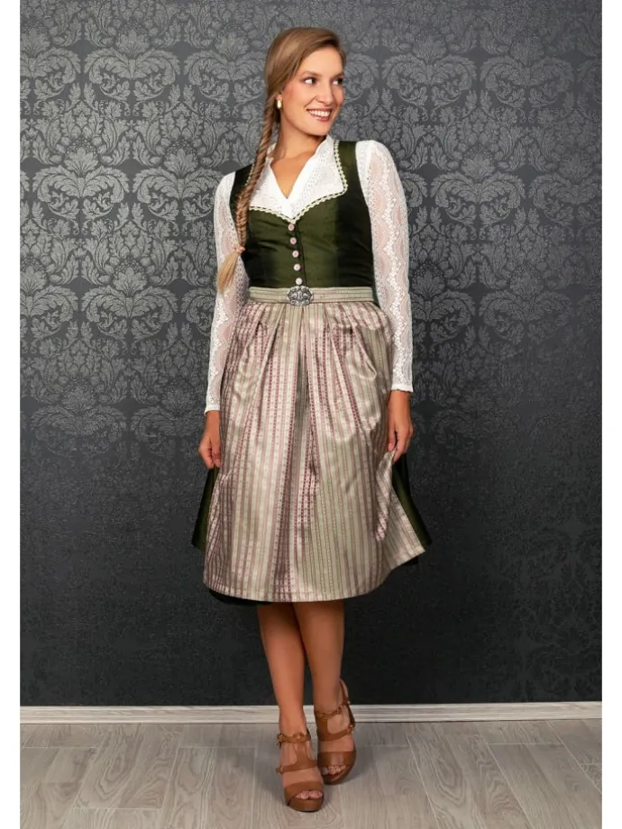 Midi Dirndl Adele in grün, rosé