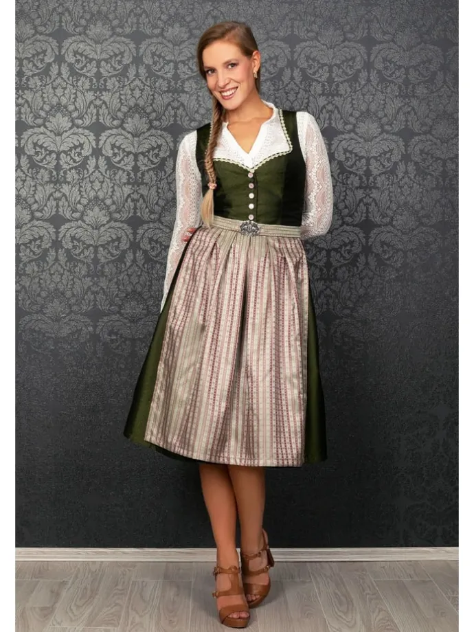 Midi Dirndl Adele in grün, rosé
