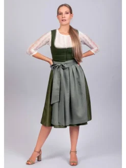 Midi Dirndl Anni Leinen in grün