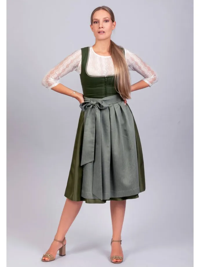 Midi Dirndl Anni Leinen in grün