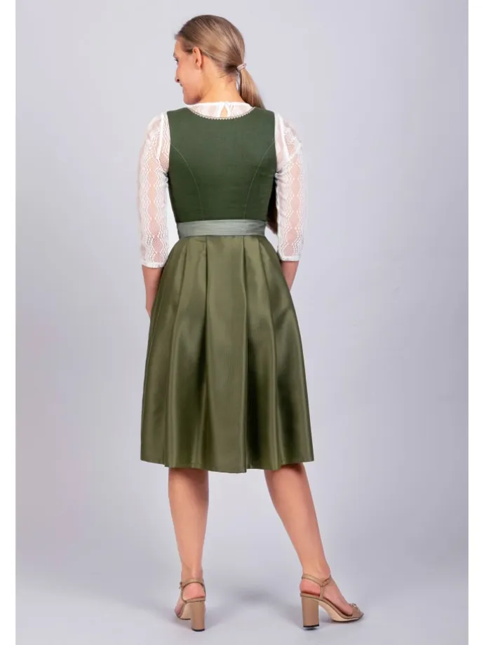 Midi Dirndl Anni Leinen in grün