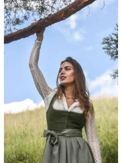 Midi Dirndl Anni Leinen in grün