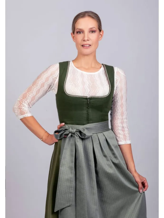 Midi Dirndl Anni Leinen in grün