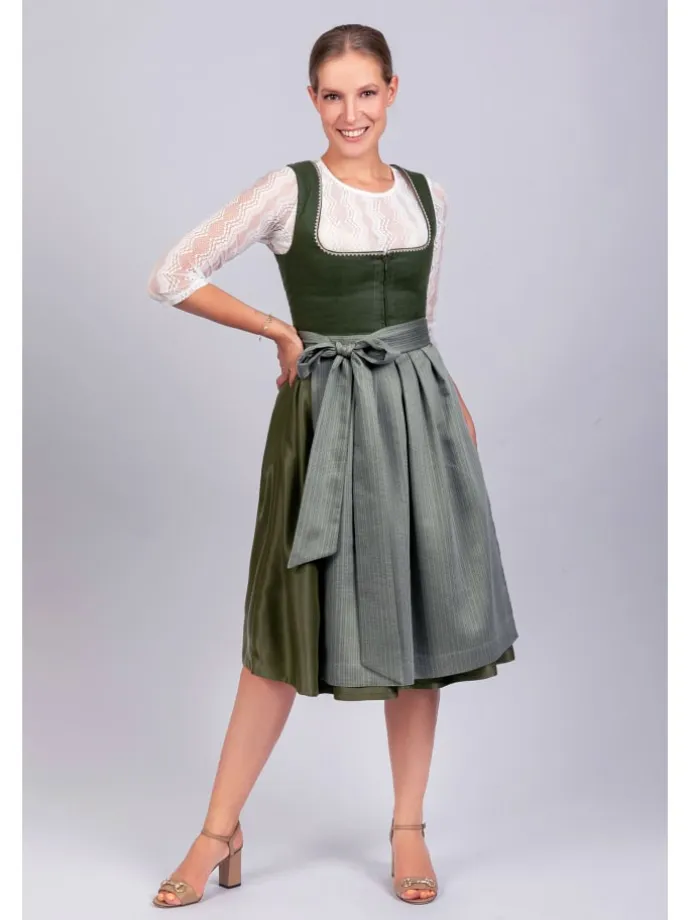 Midi Dirndl Anni Leinen in grün