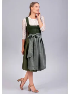 Midi Dirndl Anni Leinen in grün