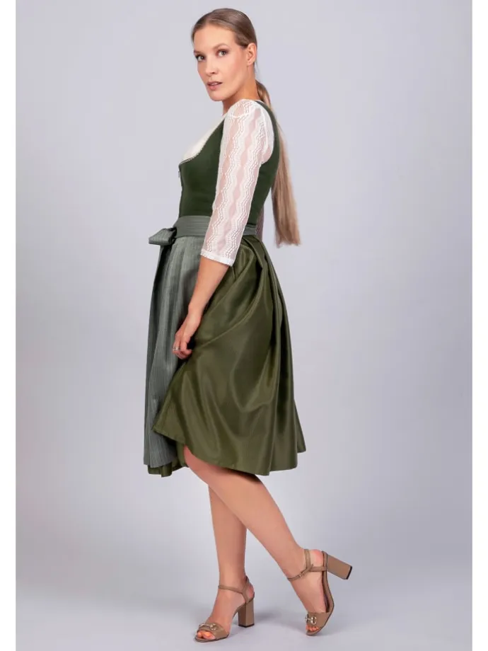 Midi Dirndl Anni Leinen in grün