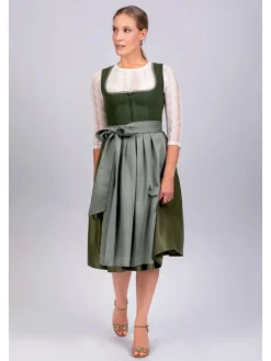 Midi Dirndl Anni Leinen in grün