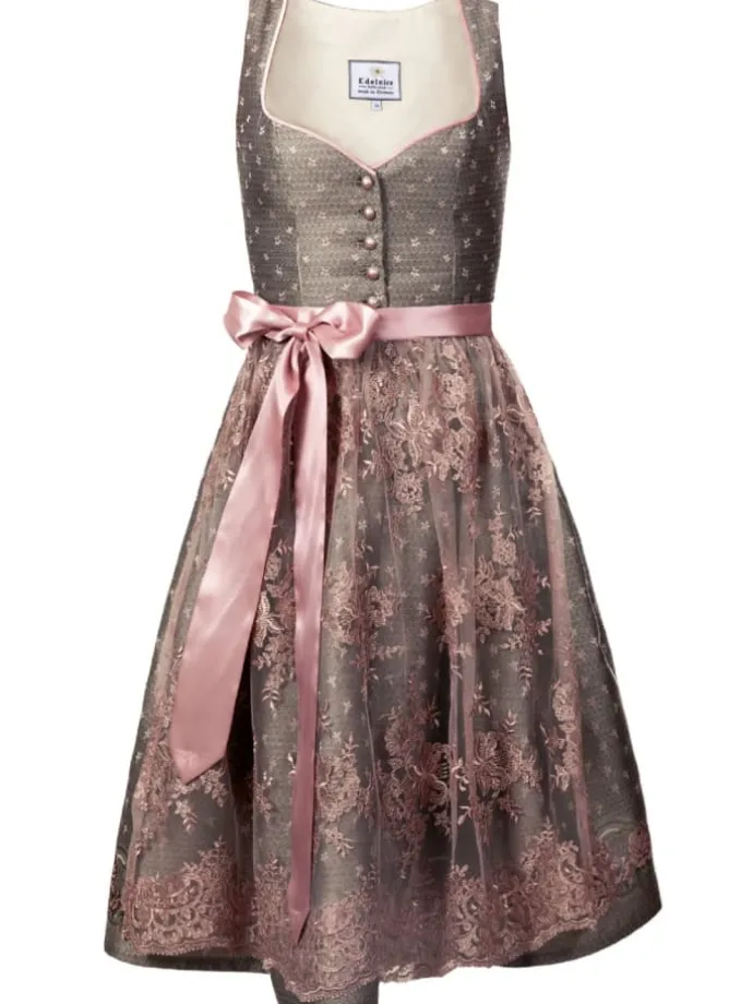 Midi Dirndl Claire in silber, rosé