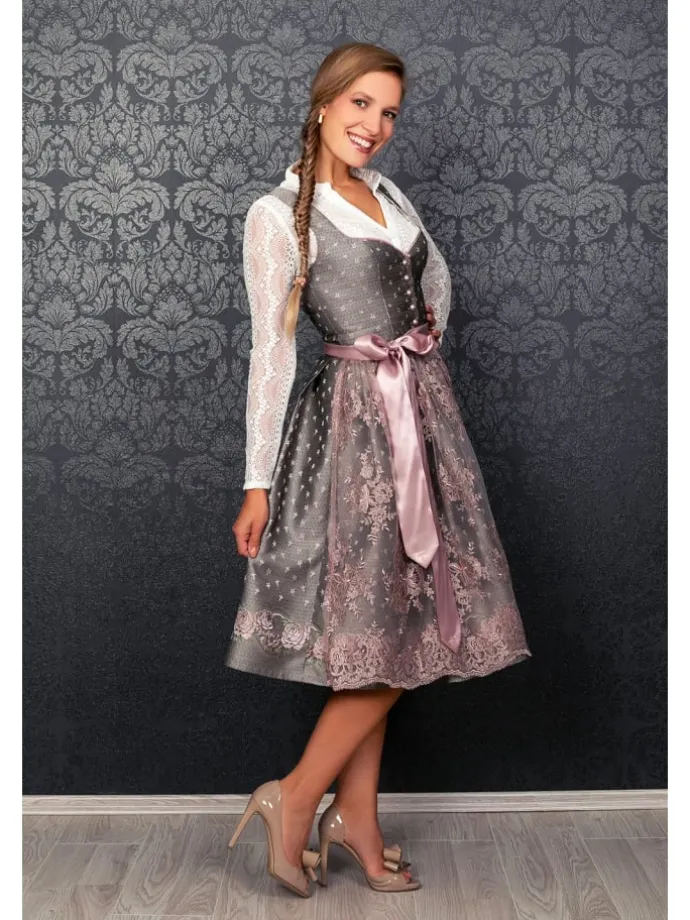 Midi Dirndl Claire in silber, rosé