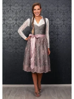 Midi Dirndl Claire in silber, rosé