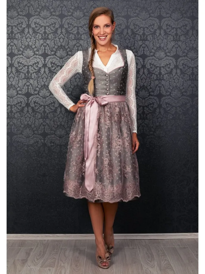 Midi Dirndl Claire in silber, rosé
