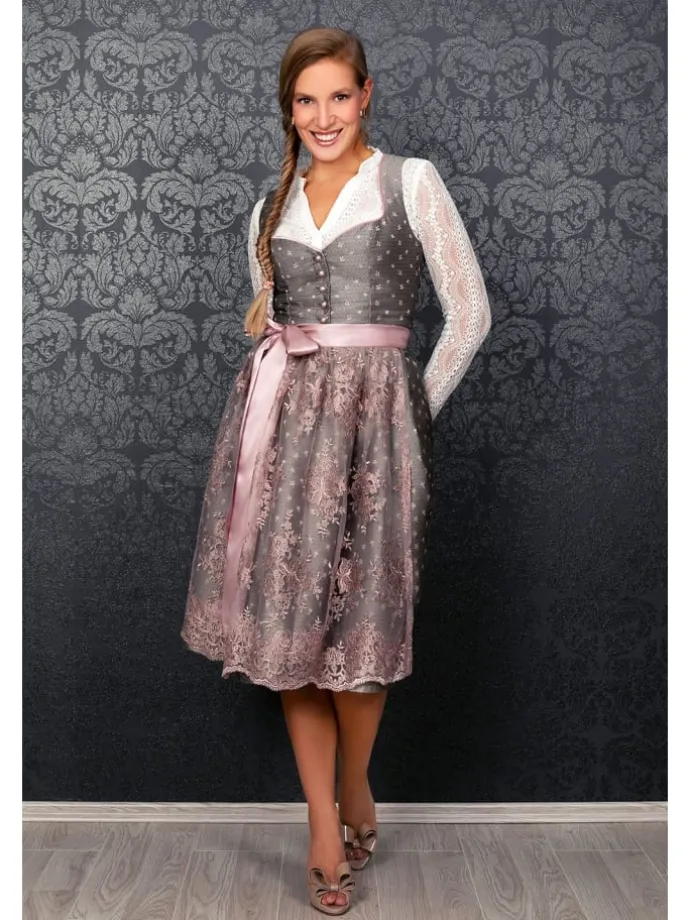 Midi Dirndl Claire in silber, rosé