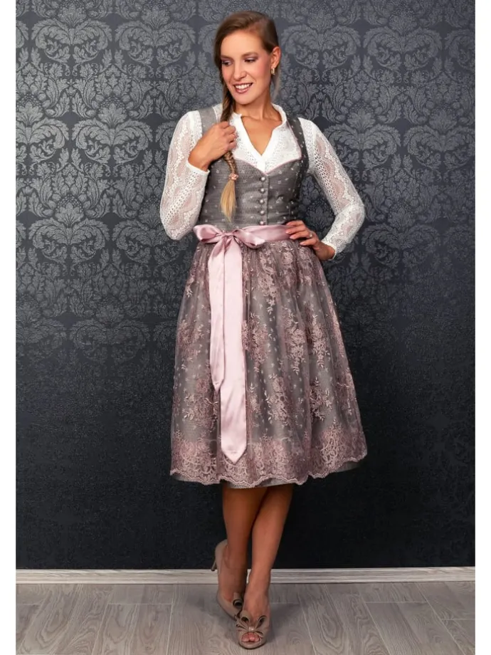 Midi Dirndl Claire in silber, rosé