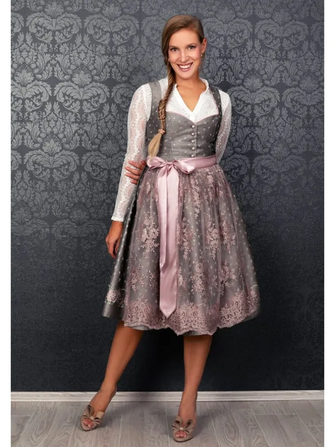 Midi Dirndl Claire in silber, rosé