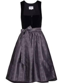 Midi Dirndl Evi Samt Schwarz in schwarz