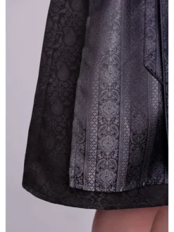 Midi Dirndl Evi Samt Schwarz in schwarz