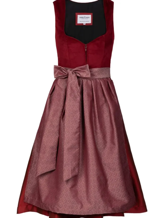 Midi Dirndl Luise Samt Rot in bordeaux