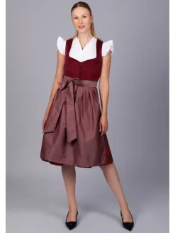 Midi Dirndl Luise Samt Rot in bordeaux