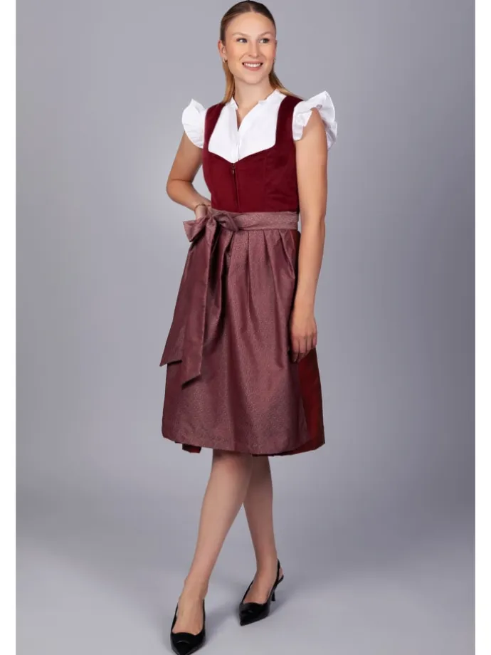 Midi Dirndl Luise Samt Rot in bordeaux