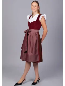 Midi Dirndl Luise Samt Rot in bordeaux