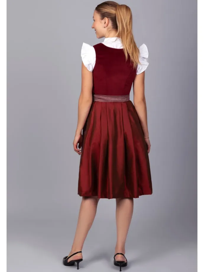 Midi Dirndl Luise Samt Rot in bordeaux