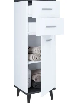 Midischrank Badmöbel Landos in Weiß / Anthrazit
