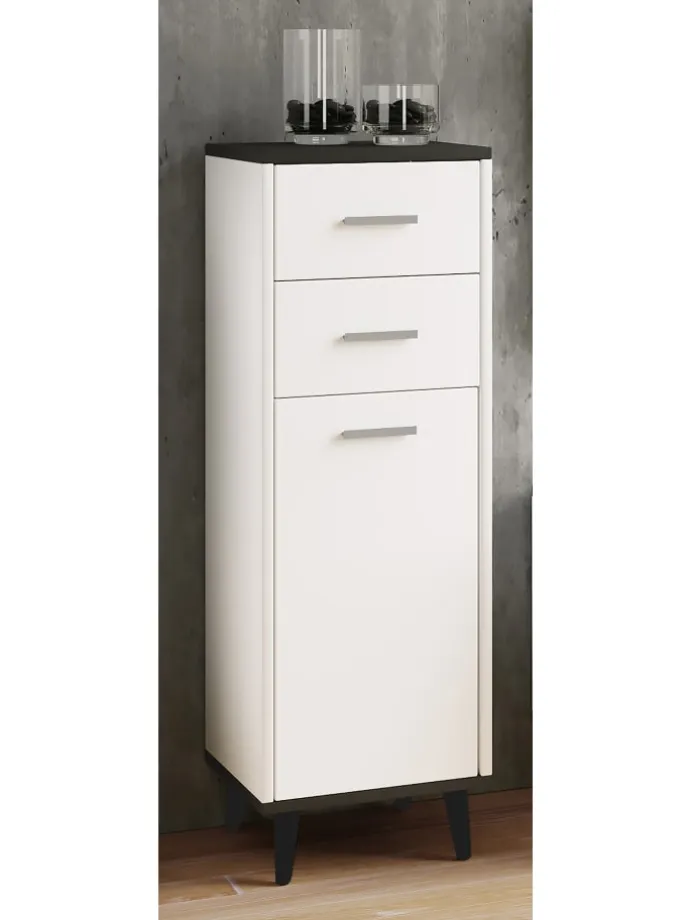 Midischrank Badmöbel Landos in Weiß / Anthrazit