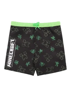 Minecraft Badehose mit elastischem Bund und Schnürung in schwarz