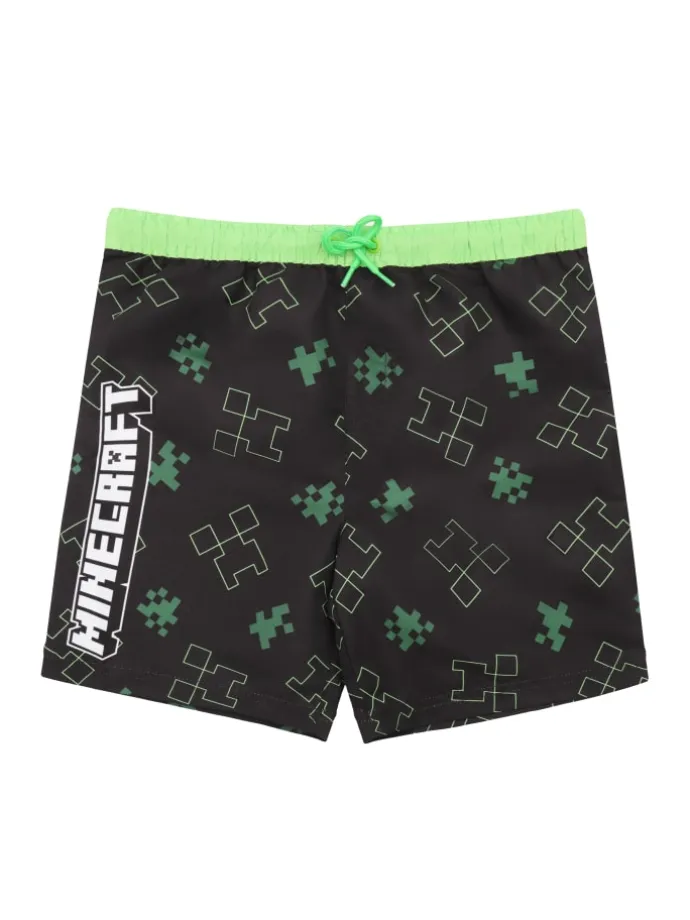 Minecraft Badehose mit elastischem Bund und Schnürung in schwarz