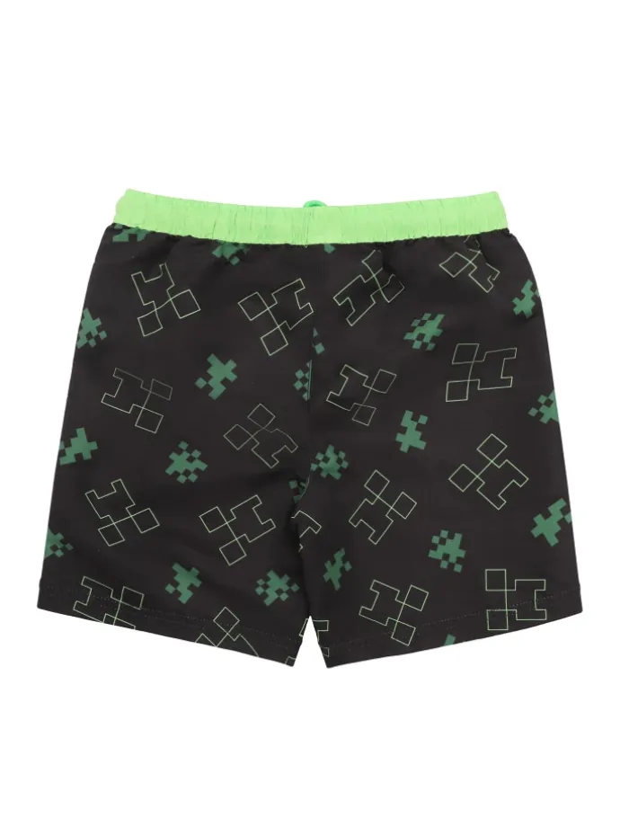Minecraft Badehose mit elastischem Bund und Schnürung in schwarz