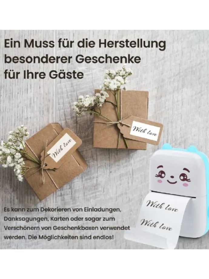 Mini Bluetooth Taschendrucker Kompatibel mit iOS Android Etikettendrucker Rosa