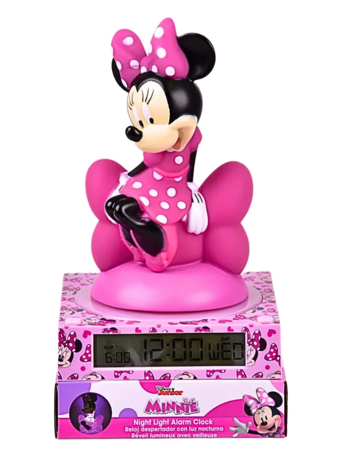 Minnie Mouse Wecker mit 3D Figur & LED Nachtlicht in Rosa