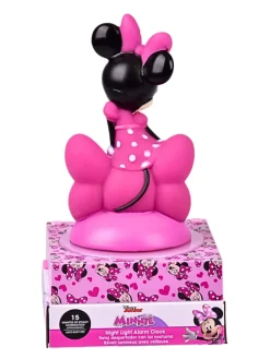 Minnie Mouse Wecker mit 3D Figur & LED Nachtlicht  in Rosa