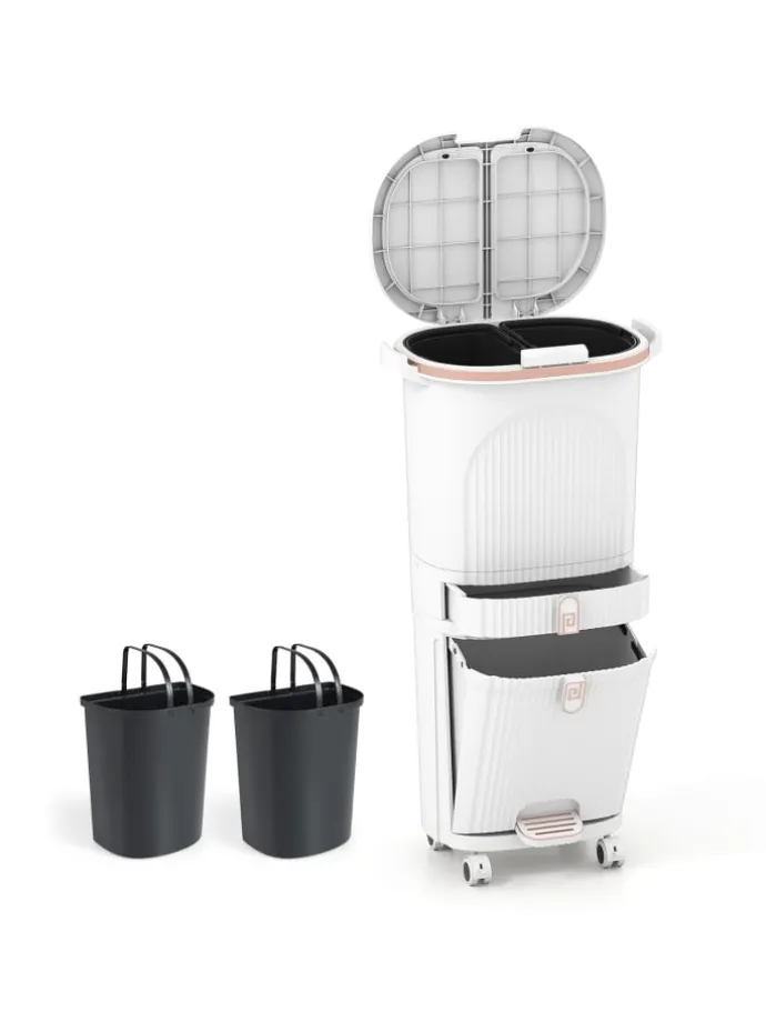Mülleimer Küche 3 Fächer 2 x 12L & 14L in Weiß