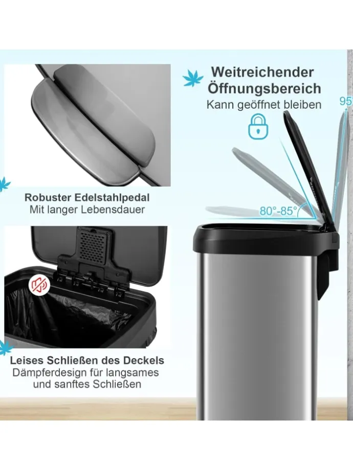 Mülleimer 50L in Silber