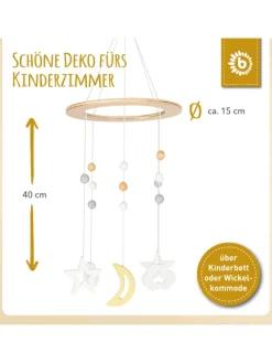 Mobile Holz Sternenhimmel - ab Geburt in Weiß