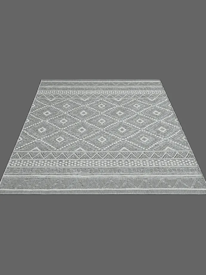 Moderner In-/Outdoor Teppich B in Grau