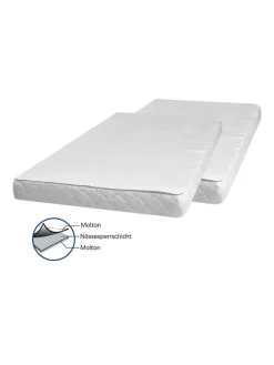 Molton-Betteinlage 50x90 cm 2er Pack in weiß