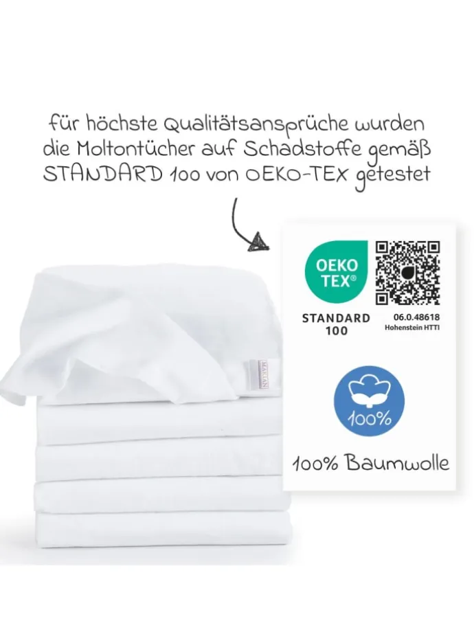 Moltontuch 5er Pack 80 x 80 - Weiß in weiss