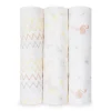 Mulltuch-Set / Pucktücher in weiss rosa Flamingo