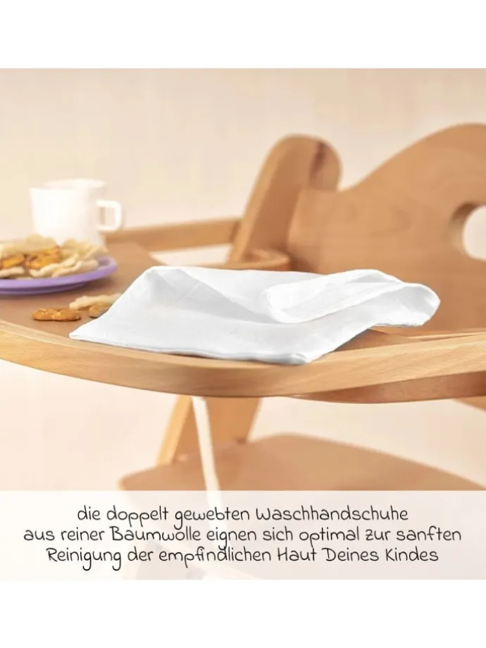 Mull-Waschhandschuh 10er Pack - Weiß in weiss