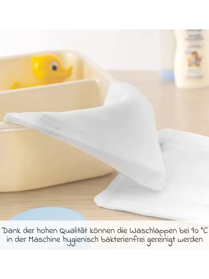 Mull-Waschhandschuh 10er Pack - Weiß in weiss